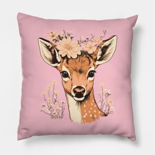 Deer and flowers Pillow