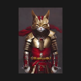 Samurai Cat in red Armour T-Shirt