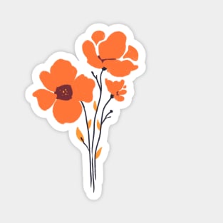 Orange Poppies || Minimal Flowers Magnet