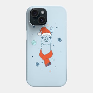 Llama in red hat and scarf Phone Case