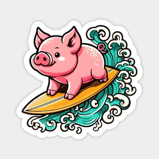 Surfing pig Magnet