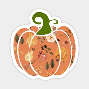 Peach Boho Botanical Pumpkin Magnet