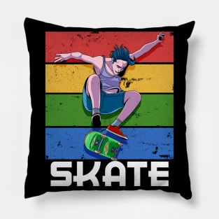 Skateboarding Skater Kickflip Vintage Skate Gift Pillow