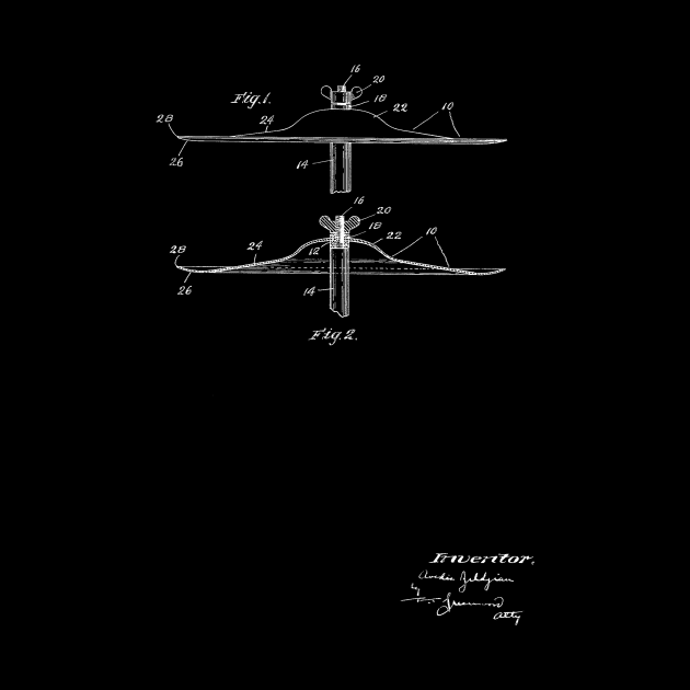 Cymbal Vintage Patent Hand Drawing by TheYoungDesigns