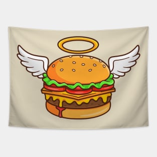 Angel Burger Flying Cartoon Tapestry