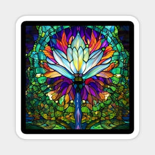 Stained Glass Lotus Flower Magnet