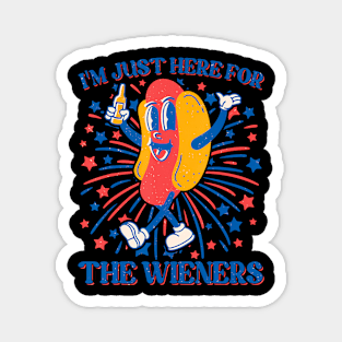 Hot Dog I'm Just Here For The Wieners 4Th Of July Magnet