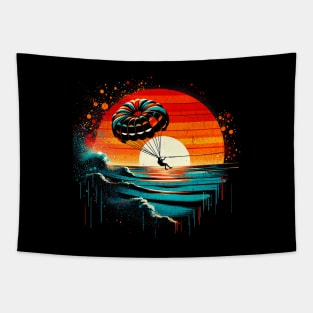 Parasailing Retro Grafitti Design Tapestry