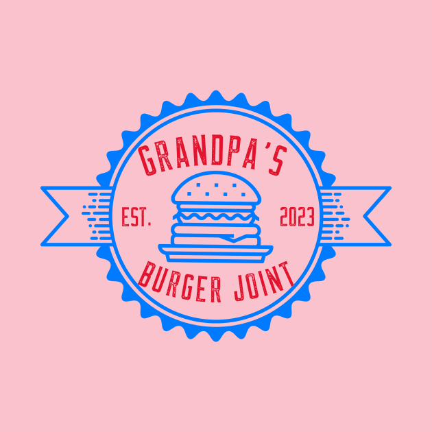 Grandpa's Burger Joint Blue Red Design by Preston James Designs