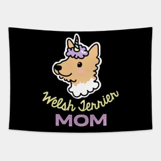 Welsh Terrier Unicorn Mom Dog Owner Retro Dog Mother Tapestry