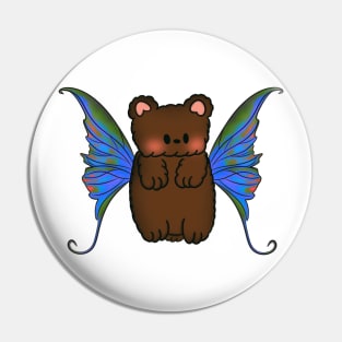 Fairy Teddy Bear with Blue, Green and Orange Wings Pin