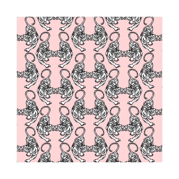 White Tiger Pattern on Pink Background by kapotka