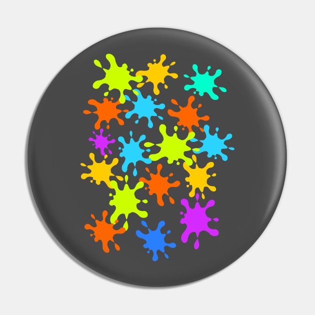 Paint Splatter Rainbow Colours Bright Pin by SunflowersBlueJeans