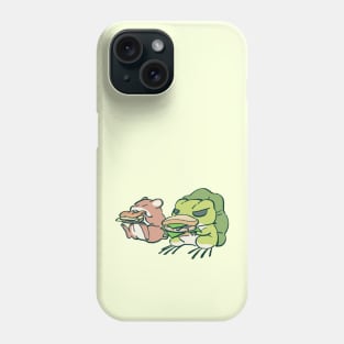 traveling frog eating sandwich lunch with mouse / tabi kaeru Phone Case