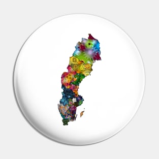 Spirograph Patterned Sweden Provinces Map Pin