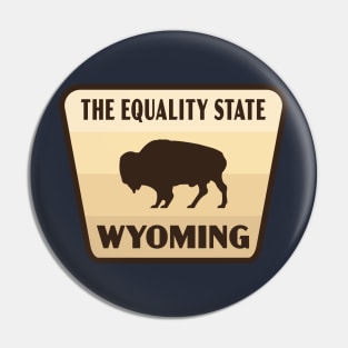 The Equality State Wyoming Retro Buffalo Badge (Tan) Pin