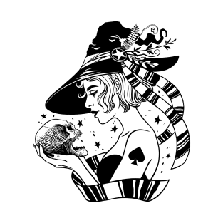 Beautiful witch holding a skull T-Shirt