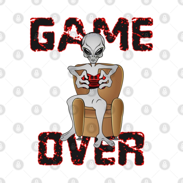 gray alien lover of video games. Game over. by Ideas Design