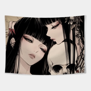 Geisha and skull 8010 Tapestry