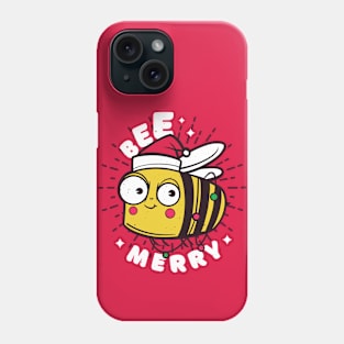 Bee Merry // Cute Christmas Bee Cartoon Phone Case