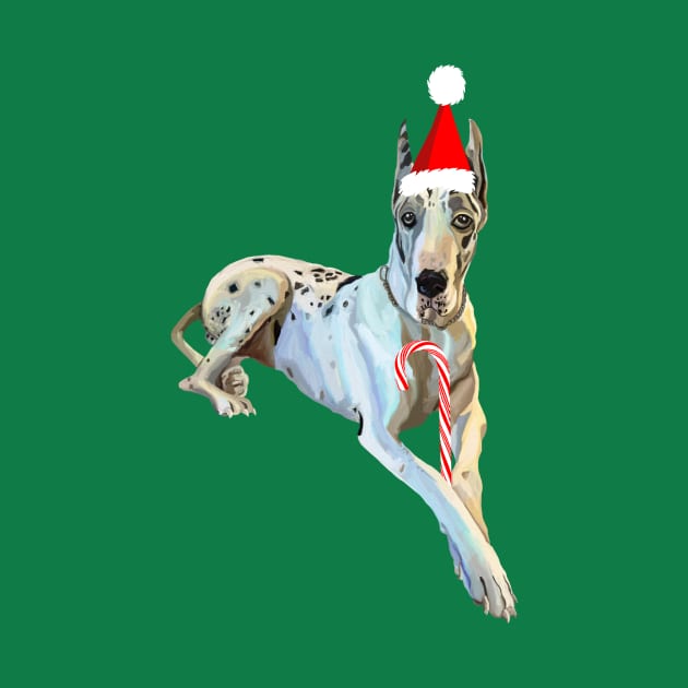 Christmas Harlequin Great Dane Dog by Art by Deborah Camp