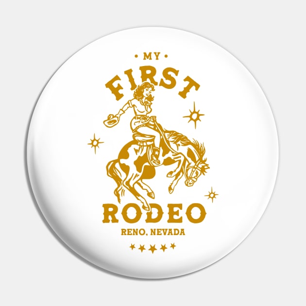 My First Rodeo: Reno, Nevada. Cute Vintage Pinup Cowgirl Pin by The Whiskey Ginger