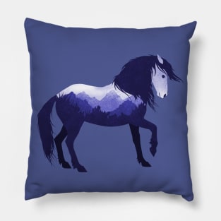 Dramabite Wild Horse Mustang Equine Double Exposure Wildlife Animal Pillow