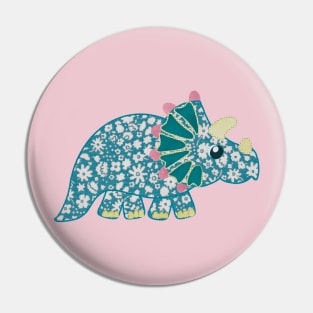 Vintage floral Triceratops Dinosaur Pin