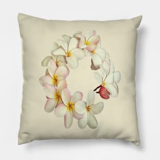 Plumeria Tropical Flower Garland Wreath-Like Pattern Pillow