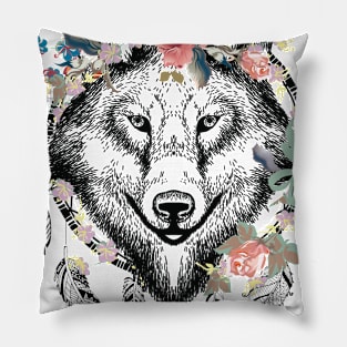 Wolf Boho T-shirt Pillow