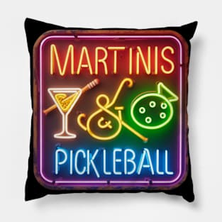 Martinis & Pickleball Retro Neon Sign Pillow