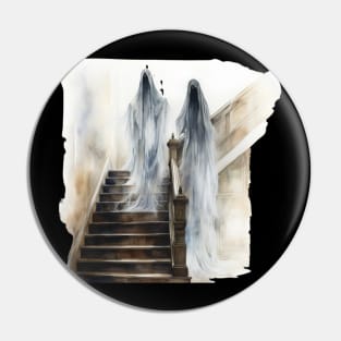 Spooky Ghosts On Staircase Pin