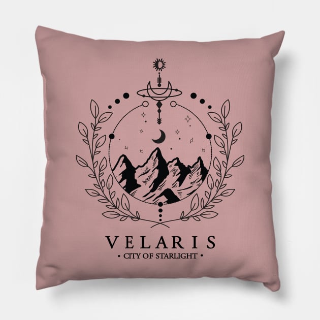 Black Velaris Sweatshirt A Court of Thorns and Roses Sarah J Maas Hoodie Night Court Sweater Velaris City of Starlight SJM Pillow by JDVNart