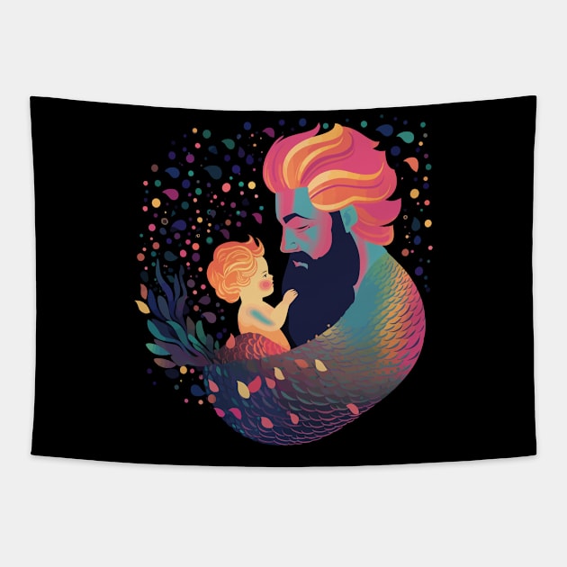 Mermaid Fathers Day Tapestry by JH Mart