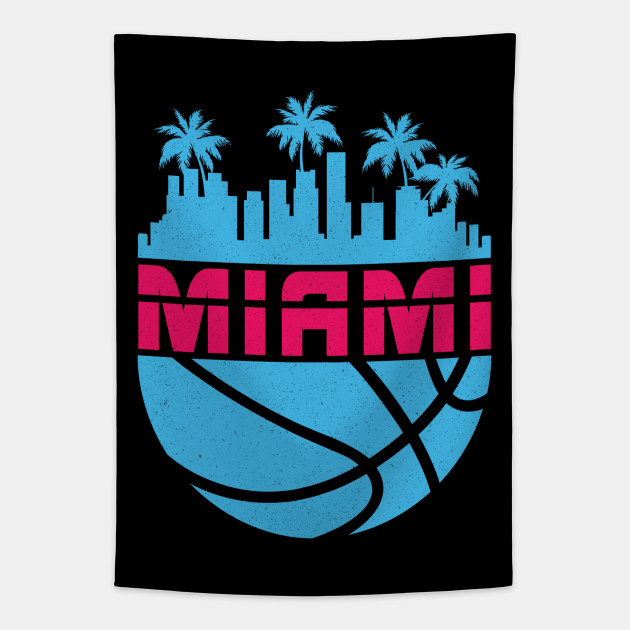 Miami Vice Cityscape Basketball Miami Heat Tapestry Teepublic