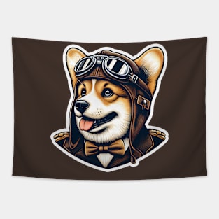 Corgi Pilot Tapestry