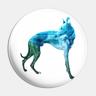 Aqua & Green Waves Whippet Pin