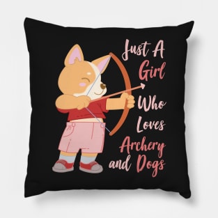 Just A Girl Who Loves Archery and Dogs Gift design Pillow