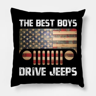 The Best Boys Drive Jeeps, Funny Vintage Design for Jeep Lovers Pillow