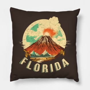 Florida Tourist Volcano Vintage Pillow