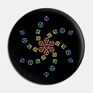 Spiral Rainbow Polyhedral Dice Pin