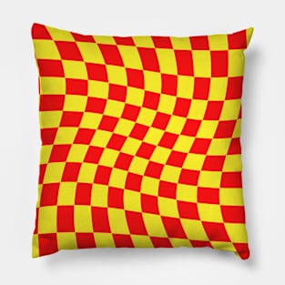 Twisted Checkered Square Pattern - Yellow & Red Pillow