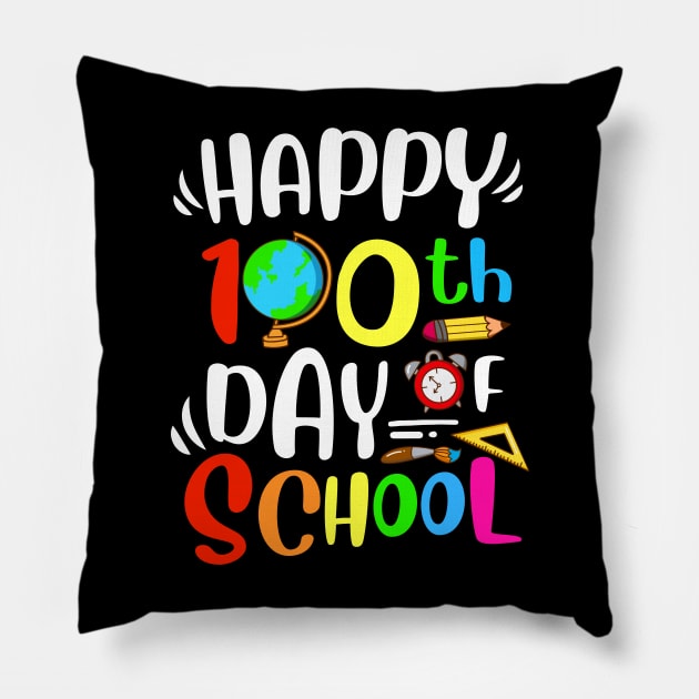 Happy 100th Day of School 100th Day of School Kids Teacher Pillow by Jhon Towel