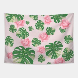 Monstera Thai Constellation and Peonies Tapestry