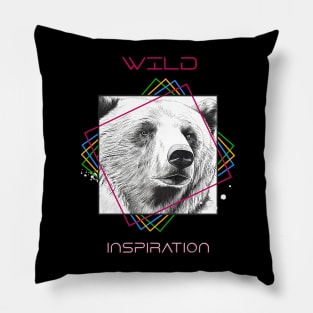 Bear Grizzly Wild Nature Animal Illustration Art Drawing Pillow
