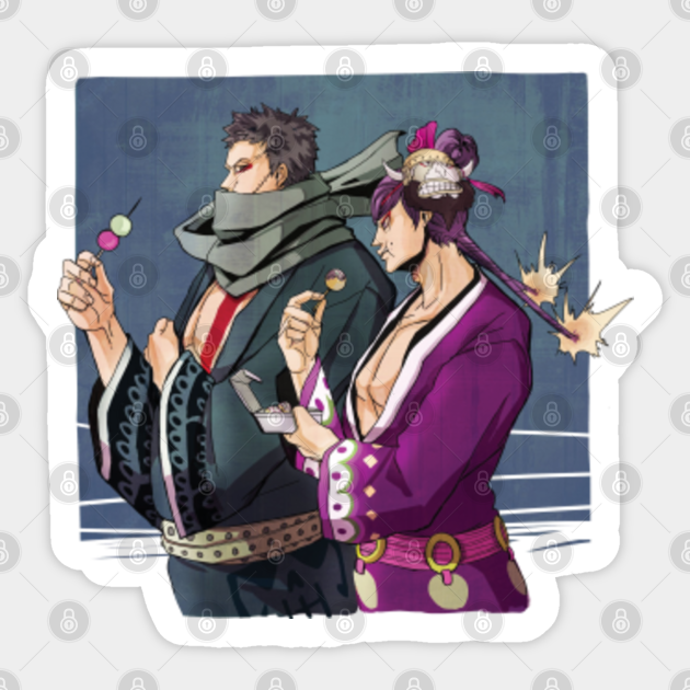 One Piece Charlotte Katakuri And Cracker One Piece Sticker Teepublic One Piece Charlotte Katakuri And Cracker One Piece Sticker Teepublic