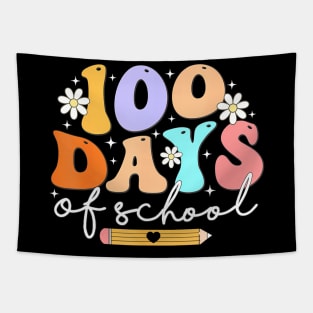 Teacher Kids Retro Groovy 100 Days  100th Day Of School Tapestry