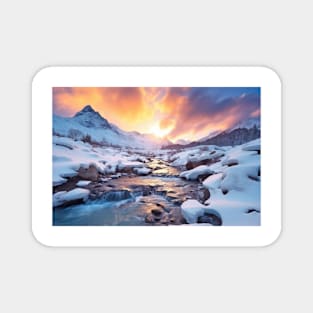 Mountains River Serene Landscape Inspire Magnet