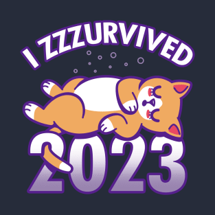 Funny Cute Kawaii Cat New Year 2024 Cat Funny Meme T-Shirt