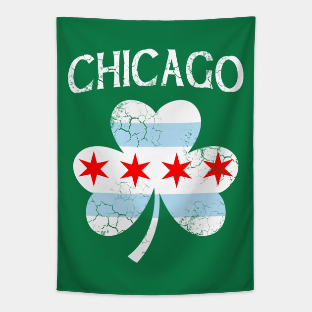 Chicago Irish Flag Shamrock St Patrick's Day Tapestry by E